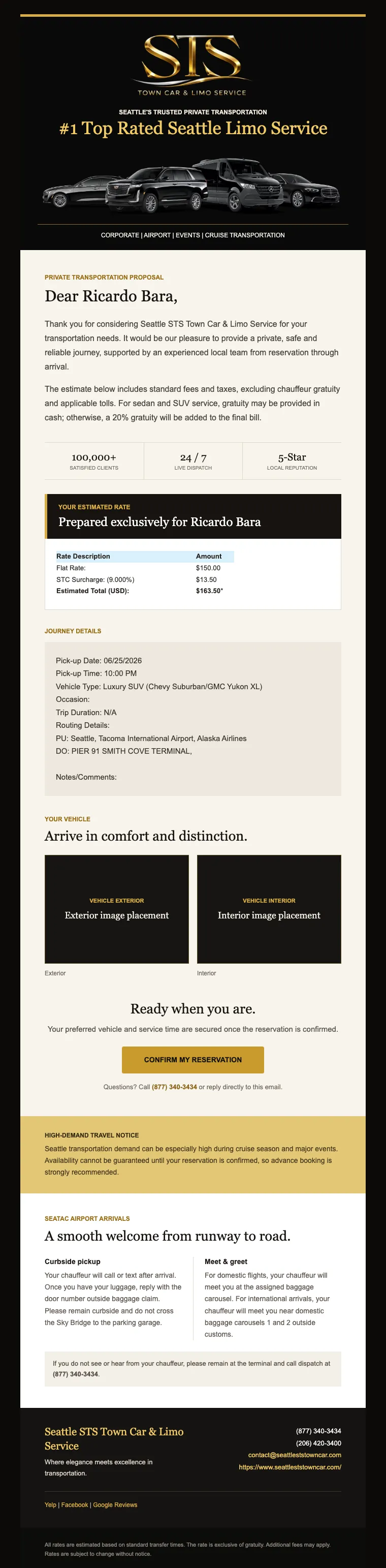 The v1 quote email, top to bottom. Open full size.
